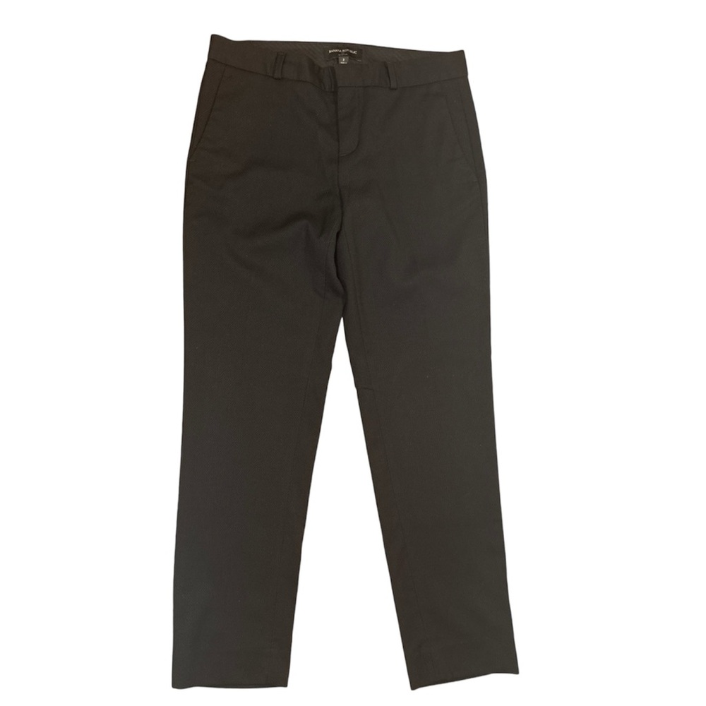 Banana Republic Factory Sz 2 Mid Rise Hampton Black Tweed Ankle Pants Trousers